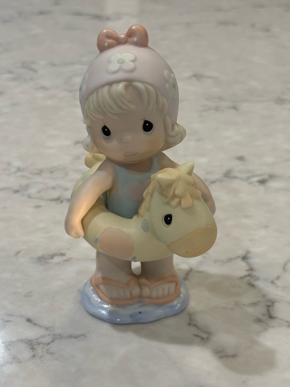 Precious Moments Pastel Girl Figurine with Yellow Float Horse